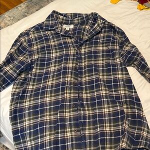 Croft & Barrow Navy and White Plaid Shirt